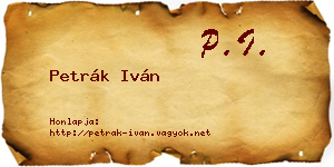 Petrák Iván névjegykártya